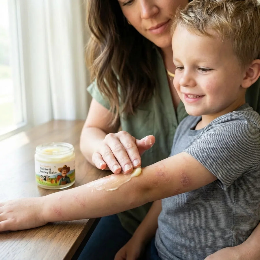 Before and after using Tallow and Honey Balm