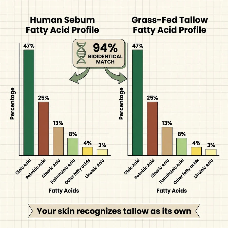 Before and after using Tallow and Honey Balm