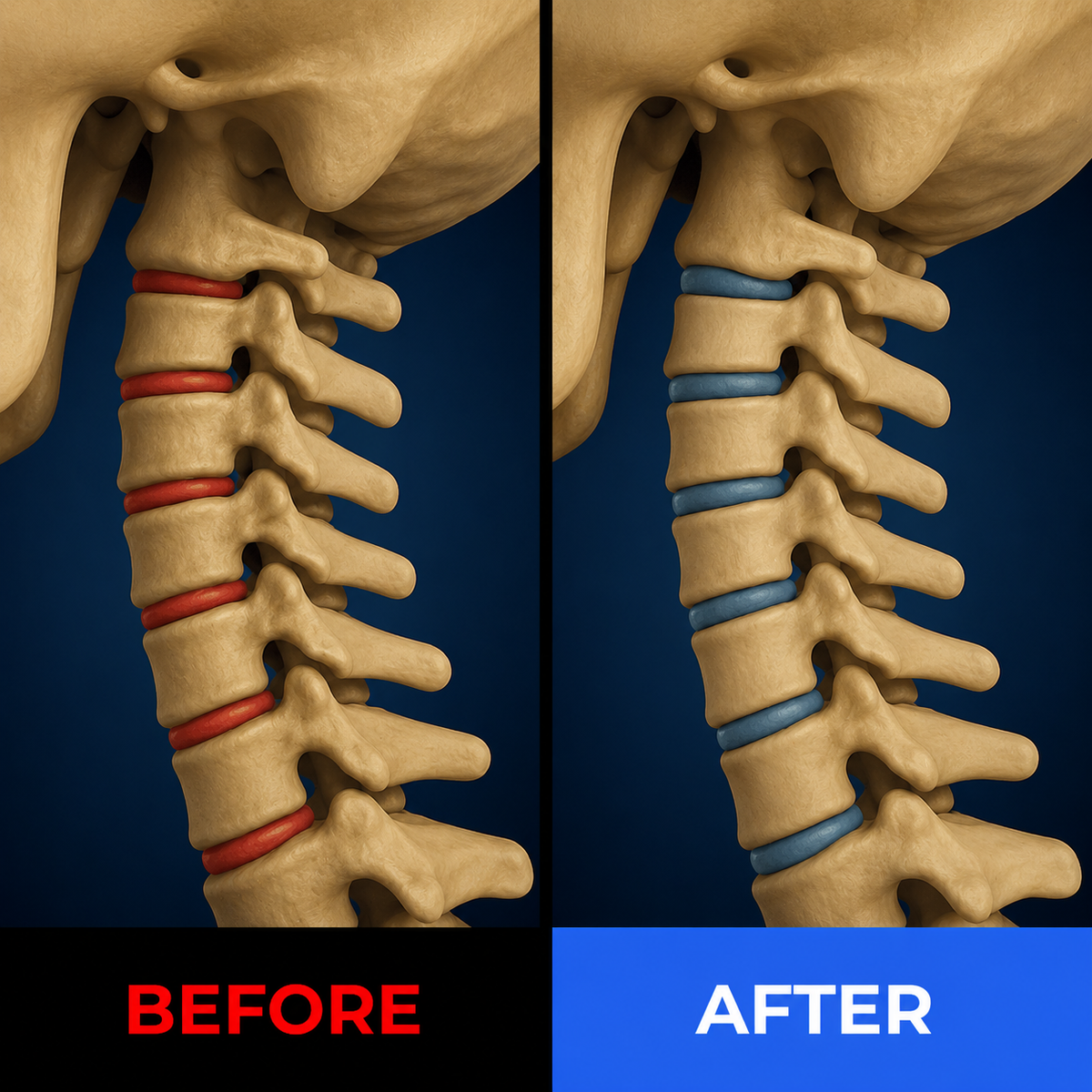 Before and after neck relief comparison