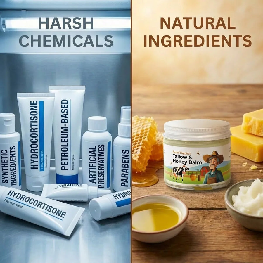 Before and after using Tallow and Honey Balm