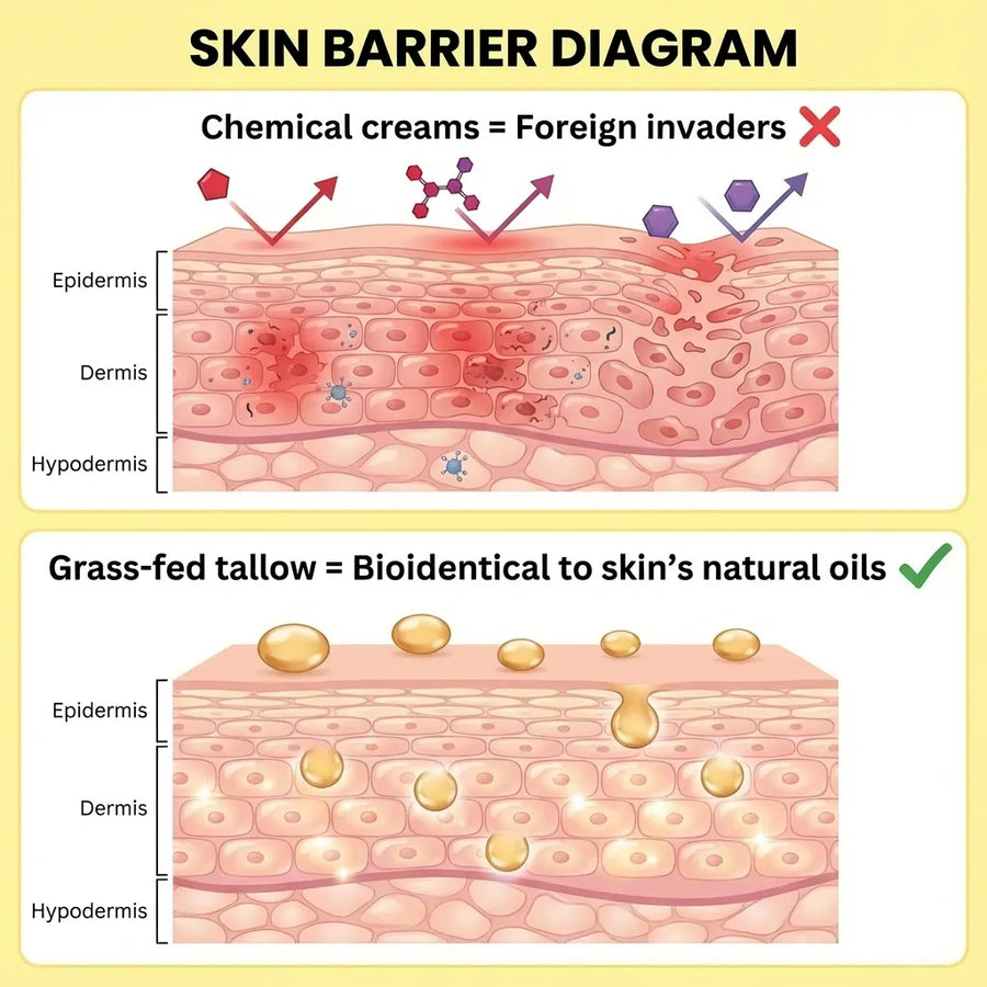 Before and after using Tallow and Honey Balm
