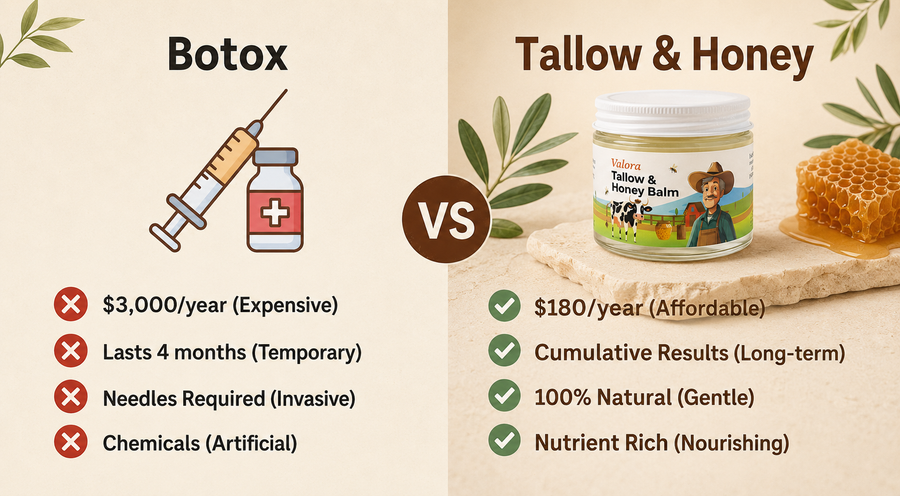 Before and after using Tallow and Honey Balm